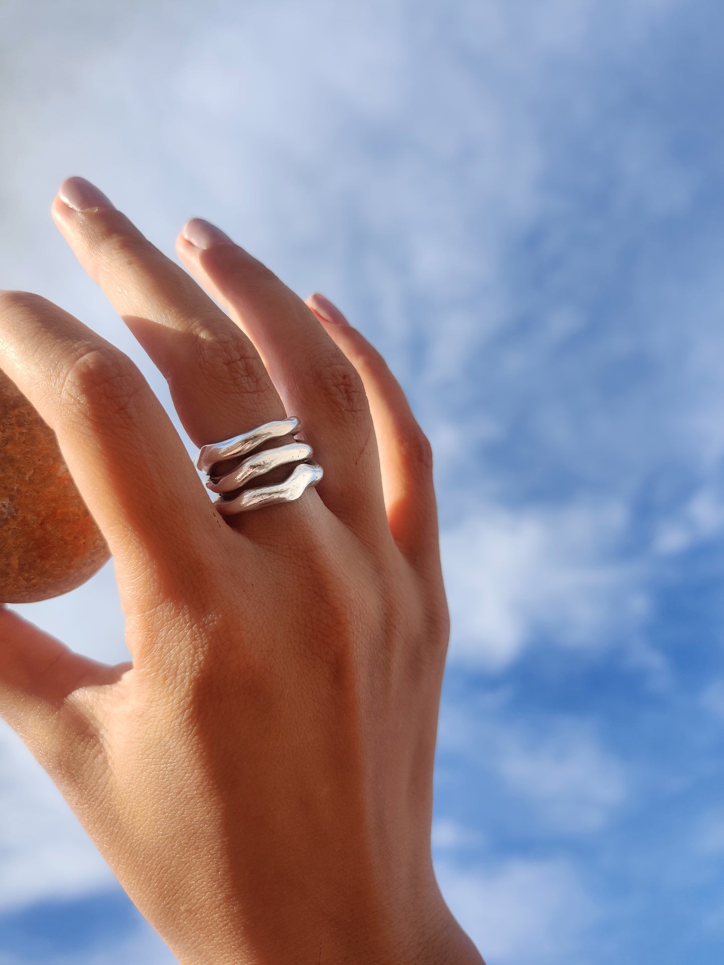 / WAVES rings / Set of 3